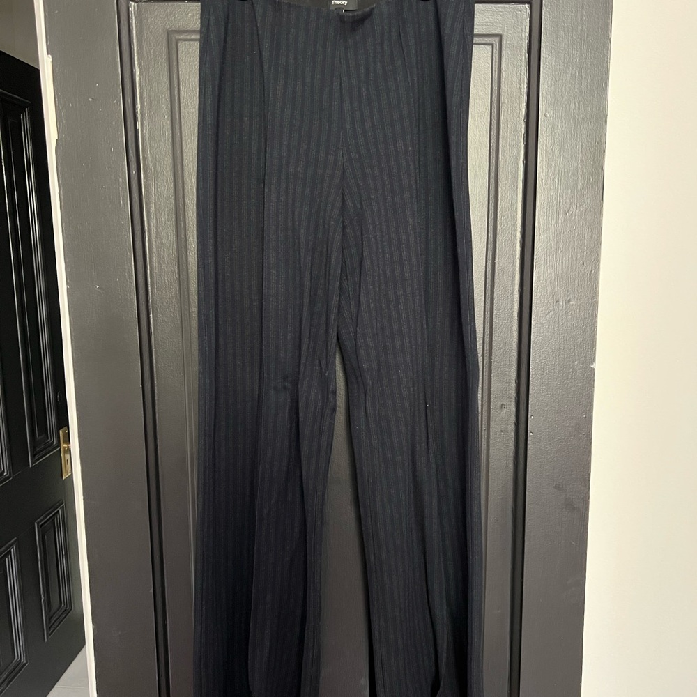 Navy Striped Theory trousers